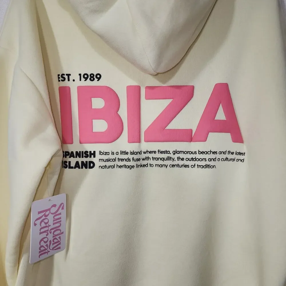 Est 1989  Ibiza yellow women's medium size hoodie